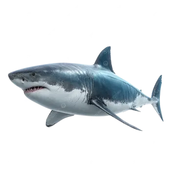 great white shark isolated on a white background