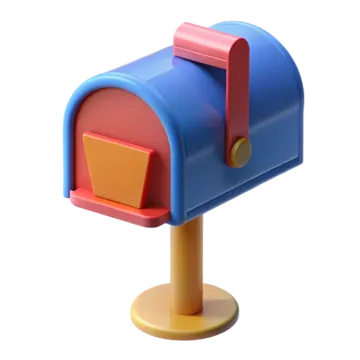a blue and red mailbox on a white background