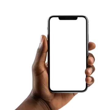 a hand holding an iphone with a white screen