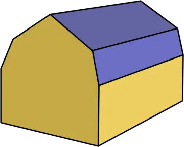 a blue and yellow house