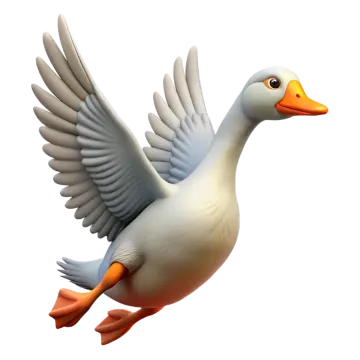 a white duck with orange feet