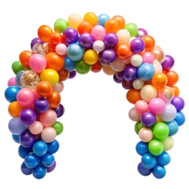 a bunch of balloons in the shape of an arch