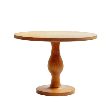 a round wooden table on a white background