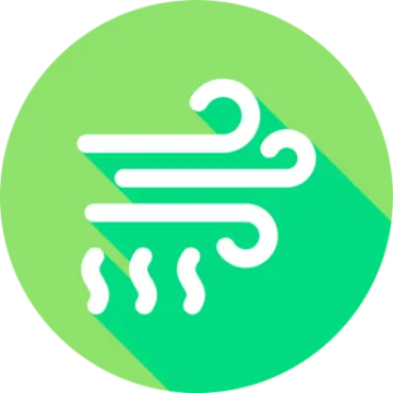 a green and white icon with a long shadow