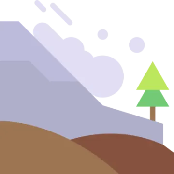a mountain scene with trees and clouds