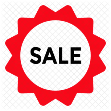 a red gear with the word sale on it