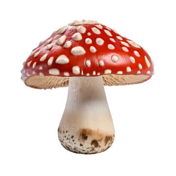 a red and white mushroom on a white background