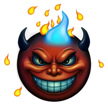 a cartoon character with flames on his face