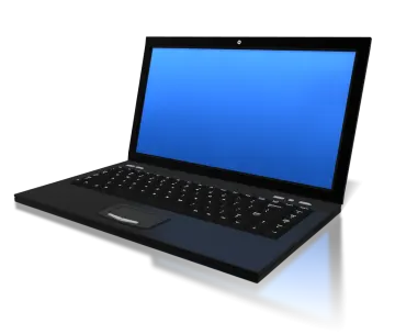 a laptop computer with a blue screen