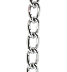 a silver chain on a white background