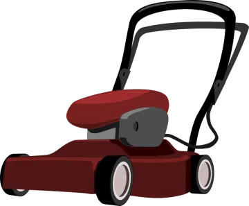 a red lawn mower on a white background