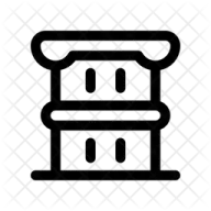 a black and white icon of a building