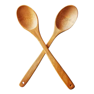 two wooden spoons on a white background