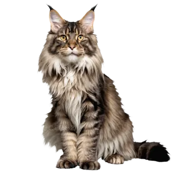 a long haired cat sitting and looking at the camera