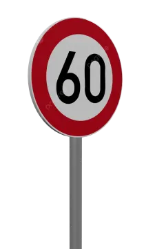 a road sign with the number 60 on it