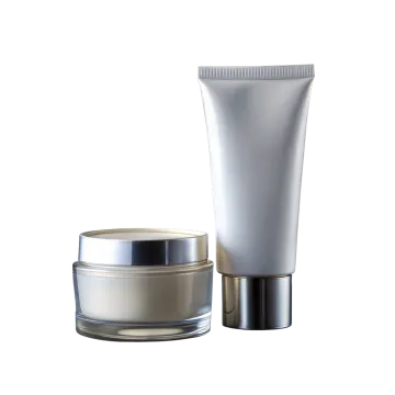 a white jar and a silver container