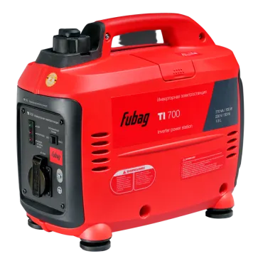 a red and black generator on a white background