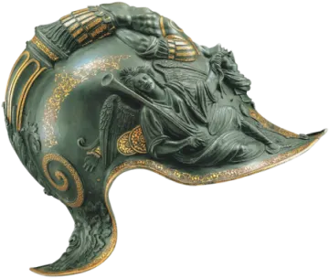 an elephant head with a woman on it's back