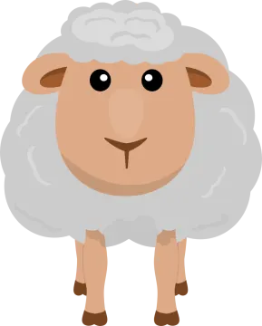 a cartoon sheep with a white face