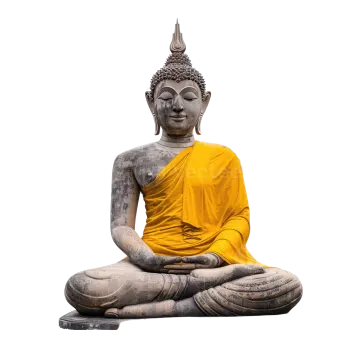 a buddha statue on a white background
