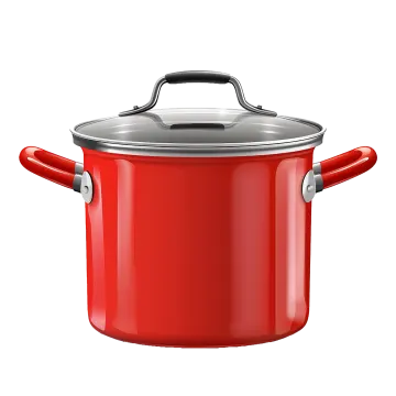 a red pot on a white background