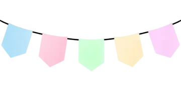 a paste colored pennant with black string
