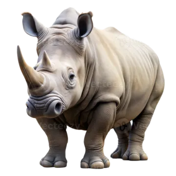 a rhino standing in front of a white background