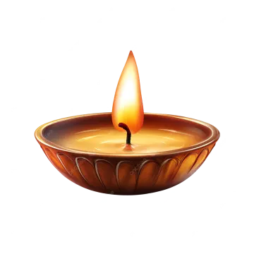 a lit candle in a brown bowl