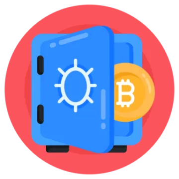 a blue suitcase with a bit coin in it