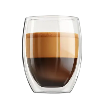 a glass of coffee on a white background