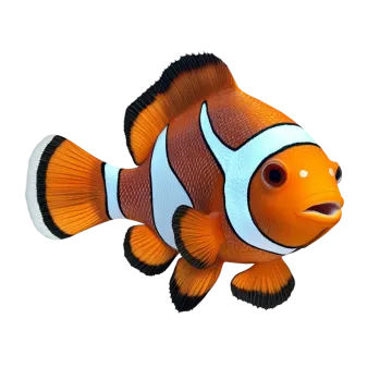 an orange clown fish on a white background