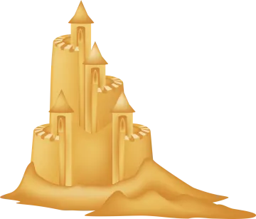 a sand castle on a white background