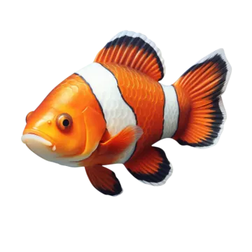 an orange and white fish on a white background
