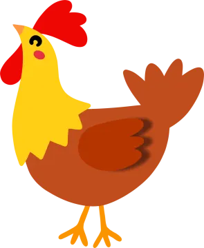 a chicken with a red comb on its head