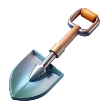 a shovel with an orange handle on it