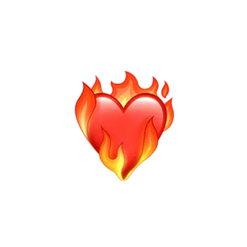 a heart with flames on it