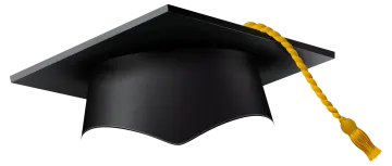 a black graduation cap with a yellow ta