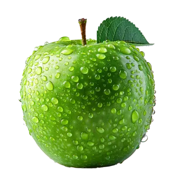 green apple with water drops