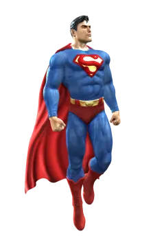 a man in a superman costume is running