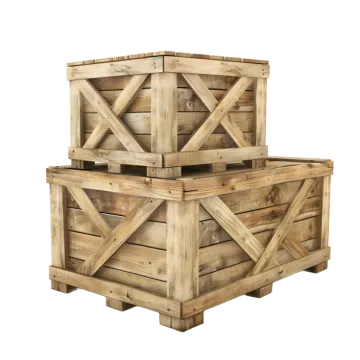 a pair of wooden crates