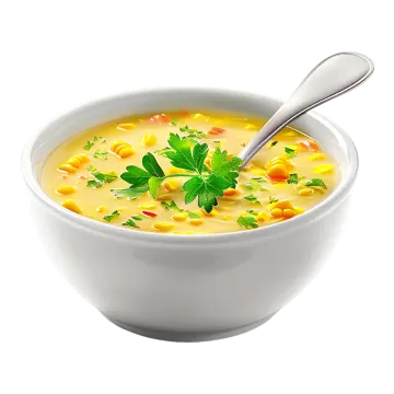 a bowl of soup with a spoon in it