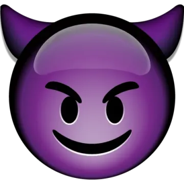 an image of a purple devil with horns