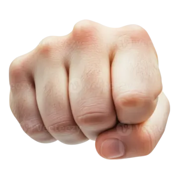 a close up of a fist on a white background