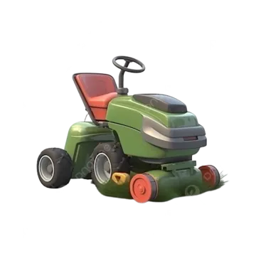 a green lawn mower on a white background