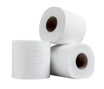 three rolls of toilet paper on a white background