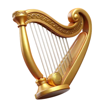 a golden harp on a white background