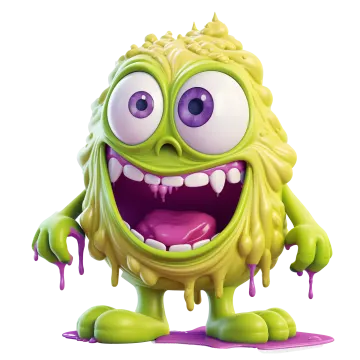 an image of a green monster with purple paint