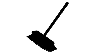 a black and white silhouette of a broom