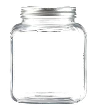 a glass jar with a metal lid