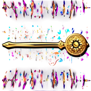 a golden key on a white background surrounded by confe